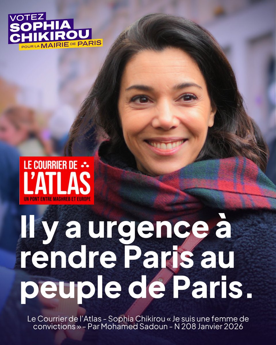 chikirouparis's tweet image. Il y a urgence à rendre Paris au peuple de Paris.

📰Retrouvez mon interview dans Le courrier de l’Atlas en kiosque.  

#SophiaPourParis 

⬇️