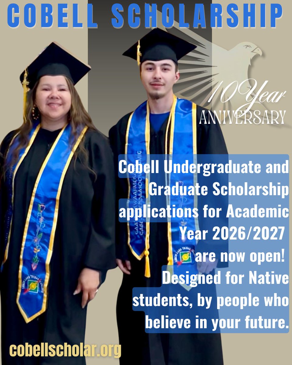 CobellScholars's tweet photo. 📣 The Cobell Scholarship application is now OPEN! Eligible Native students are encouraged to apply for funding to support their educational journey.
🗓 Deadline: March 31
⏳ Don’t wait—start your application today and take the next step toward your academic goals.
 #ApplyNow https://t.co/Mu6Z0WdYLE