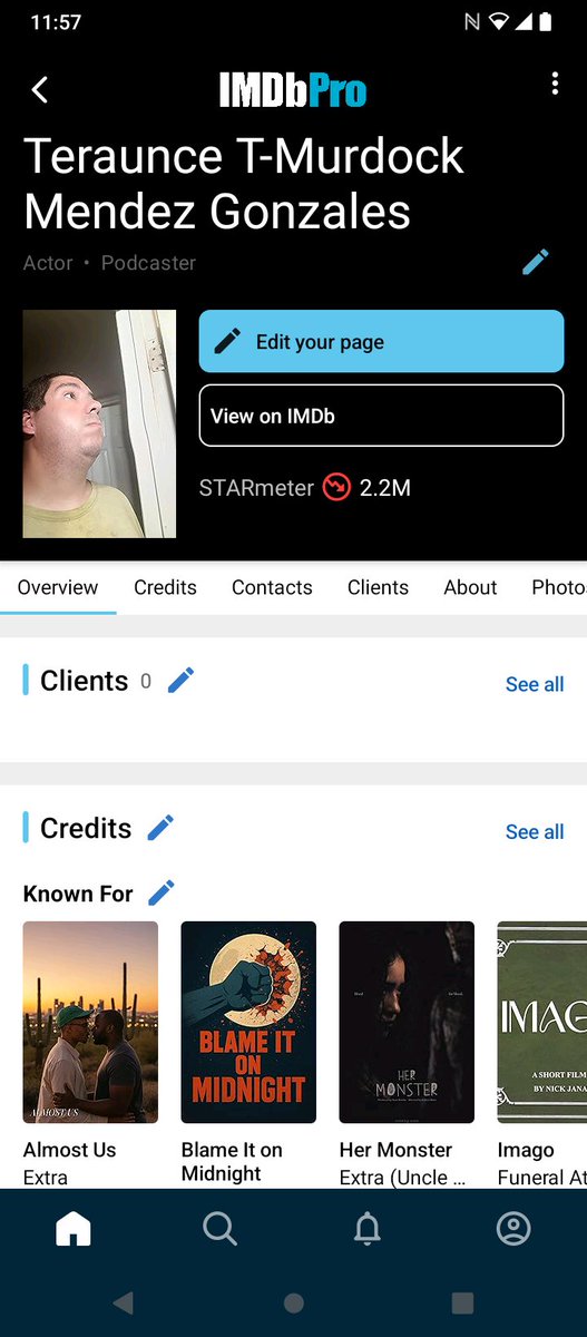 MistaTMurdock's tweet image. My @imdbpro Page With Some Of My Credits, Still Waiting For Clout Nine Credit To Be Accepted. The Other Movies I'm In Haven't Made IMDB Pages Yet, Most Of Are Barely Done Filming The Movie, Only One Is Still Being Filmed &amp;amp; Smoked Out Been On YouTube. 
#Extra #IMDB #IMDBPro