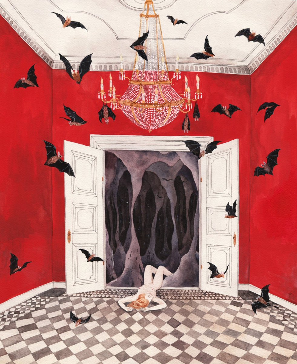 artenpedia's tweet image. Esther Sarto (Danish, 1992) - Night in the Red Room (2017)