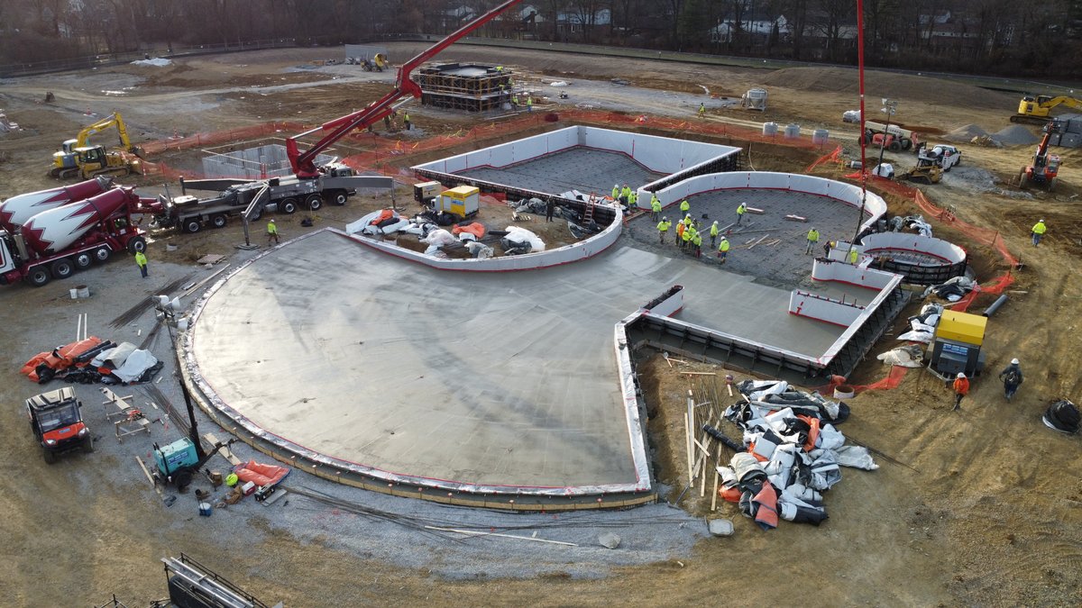 BlueAshRec's tweet photo. Even with challenging weather making some waves, construction crews are keeping the momentum on the new Blue Ash Aquatics Project. This week, they began pouring the new pool’s floor. More: https://t.co/1D91rh3qQZ https://t.co/i51CpisIJe