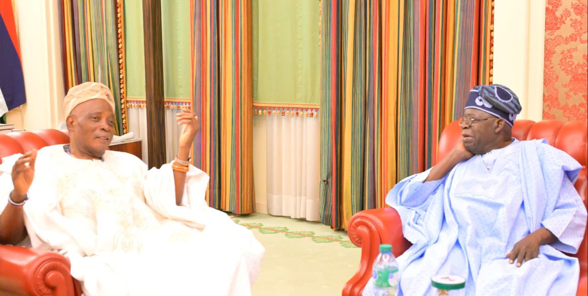aonanuga1956's tweet image. President Bola Ahmed Tinubu meets with  Olubadan of Ibadanland,Oba Rashidi Adewolu Ladoja at the Presidential Villa, Abuja on Friday 23/01/2026, Photo State House.