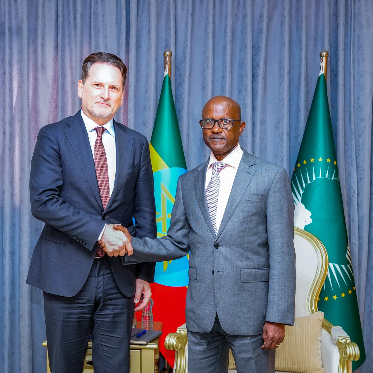 SMHaderaAbera's tweet photo. Today, I met with Mr. Pierre Krähenbühl, Director-General of the International Committee of the Red Cross (ICRC), to discuss Ethiopia’s long-standing humanitarian partnership with the organization. I conveyed appreciation for the ICRC’s continued support to the Ethiopian people since 1935 and reaffirmed Ethiopia’s commitment to strengthening cooperation on International Humanitarian Law. I also encouraged the ICRC to step up resource-mobilization efforts to sustain humanitarian responses, support more durable long-term solutions, and expand capacity-building initiatives.