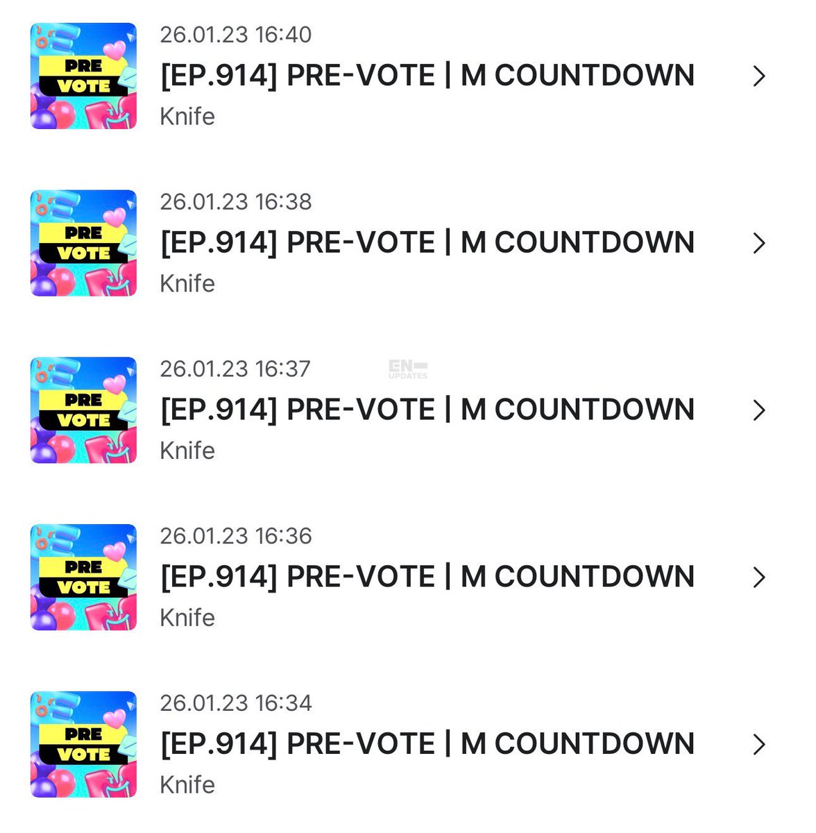 ‘Knife’ is nominated on M COUNTDOWN’s Pre-voting (Mnet Plus)!

🗳: mnetplus.onelink.me/TRa8/xohkwx0b?…

Voting ends on Monday (January 26), 11:59 PM KST.

<a href="/ENHYPEN_members/">ENHYPEN</a> <a href="/ENHYPEN/">ENHYPEN OFFICIAL</a> #ENHYPEN #엔하이픈 #THE_SIN_VANISH #EN_Knife