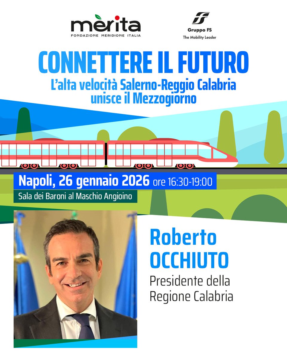 📌 Il Presidente della Regione Calabria, <a href="/robertoocchiuto/">Roberto Occhiuto</a>, sarà tra i relatori del Convegno in programma lunedì 26 gennaio a Napoli.

Leggi il programma completo e iscriviti per partecipare in presenza. I posti in sala sono limitati: fondazionemerita.it/notizie/conveg…