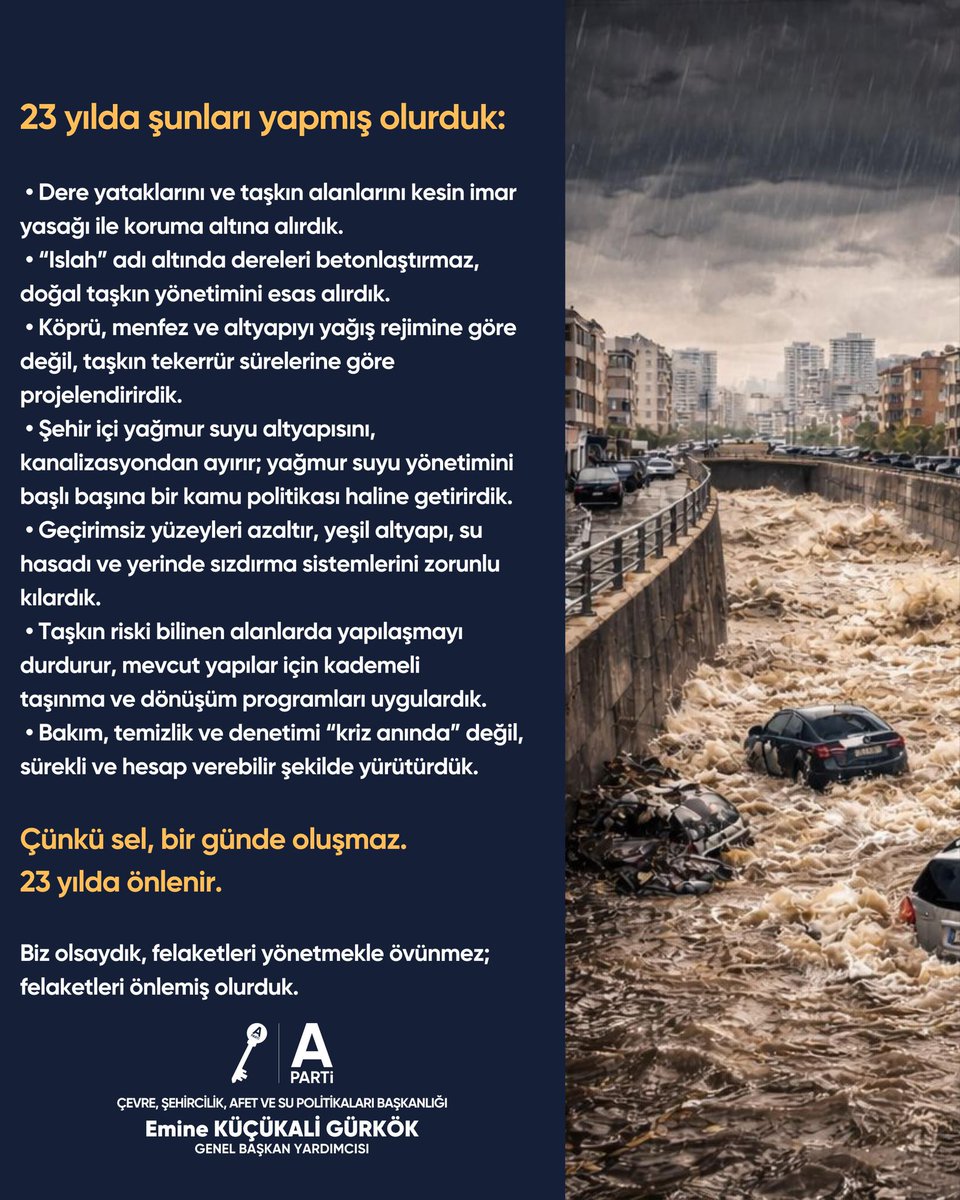 Sel ve kuraklık aynı anda oluyorsa problem yönetenlerde...

<a href="/anahtarparti/">Anahtar Parti</a> 
<a href="/yavuzagiraliog/">Yavuz Ağıralioğlu</a> 
<a href="/EmineKucukali/">Emine Küçükali</a>