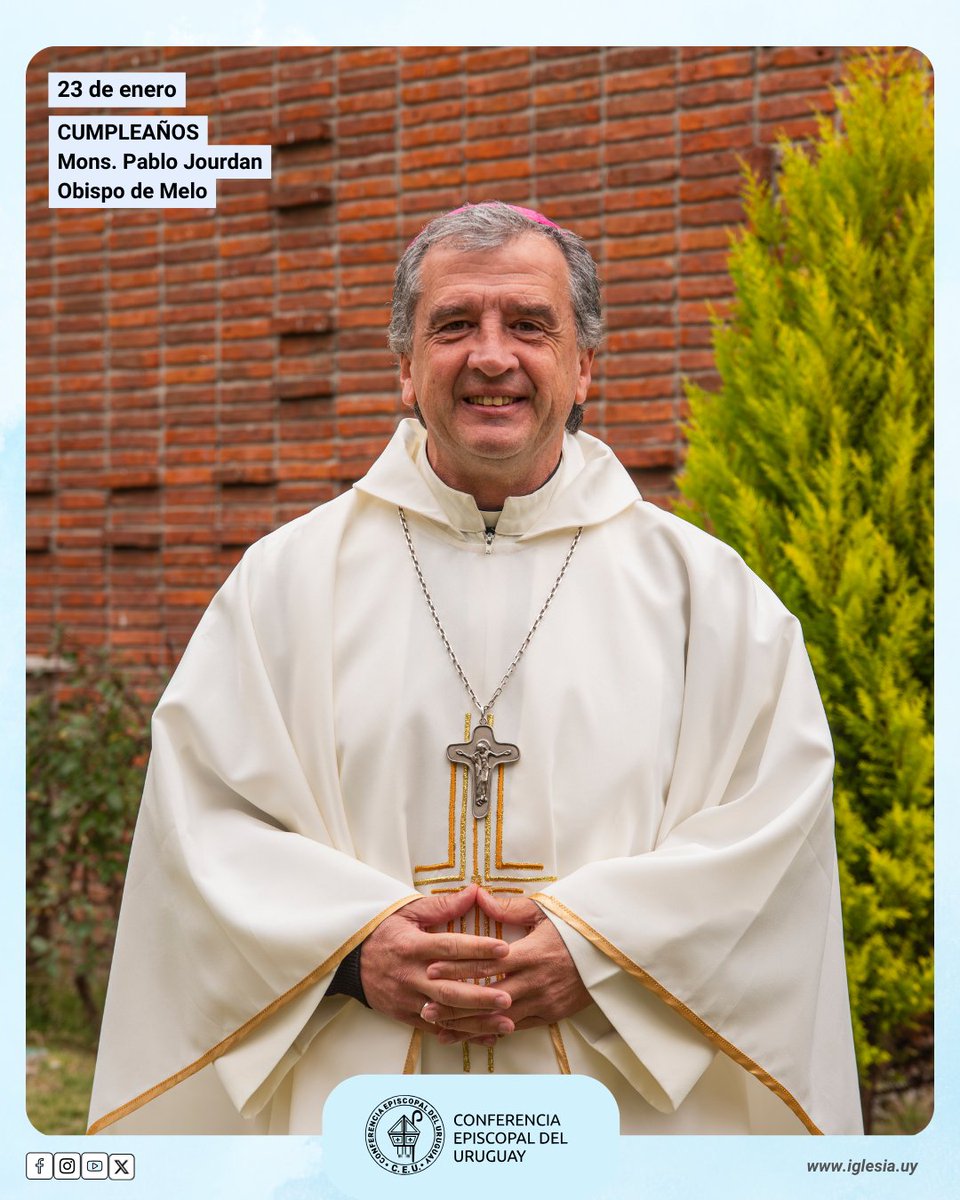 CUMPLEAÑOS · Saludamos este 23 de enero a Mons. Pablo Jourdan, obispo de la Diócesis de Melo, en el día de su cumpleaños. Nos unimos en la acción de gracias por su vida y su ministerio fiel y fecundo.