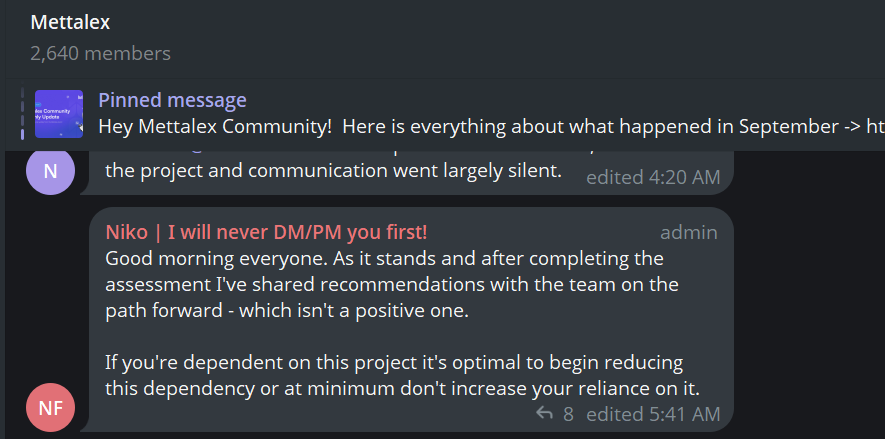 KianuPicanto's tweet photo. Nice rug on @Mettalex by @HMsheikh4

Take $1M from the $FET community -> promise mainnet soon (never happened) -> then abandon the project months later

Looks like the $OCEAN community was right about you all along https://t.co/fE6sYcOhgp