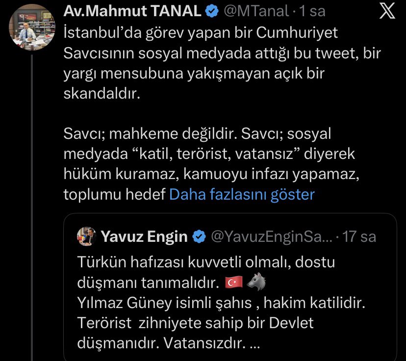 Savcımızın Yılmaz Güney hakkında yazdıkları Mahmut Tanal denen vekili rahatsız etmiş!
Yılmaz Güney, hakim öldürmüş bir katildir!
Kadınlara şiddet uygulayan bir zorbadır!
Pkk propagandası yapan bir haindir!
Mahmut Tanal ise büyük bir BALONDUR!