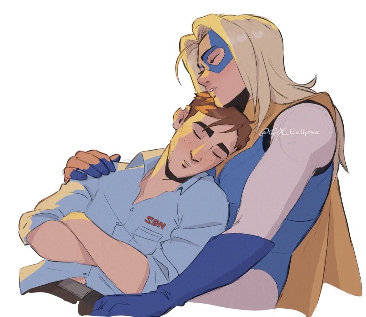 rogen80's tweet photo. In love with these two!! Mandy is so sweet and comforting 🥹

#mechablazer #mechamandy #dispatch #dispatchfanart #robertrobertson #BlondeBlazer 

(Artist: Trix_Eclipse https://t.co/Atgv1qsSvU) https://t.co/3NH8AOFzug