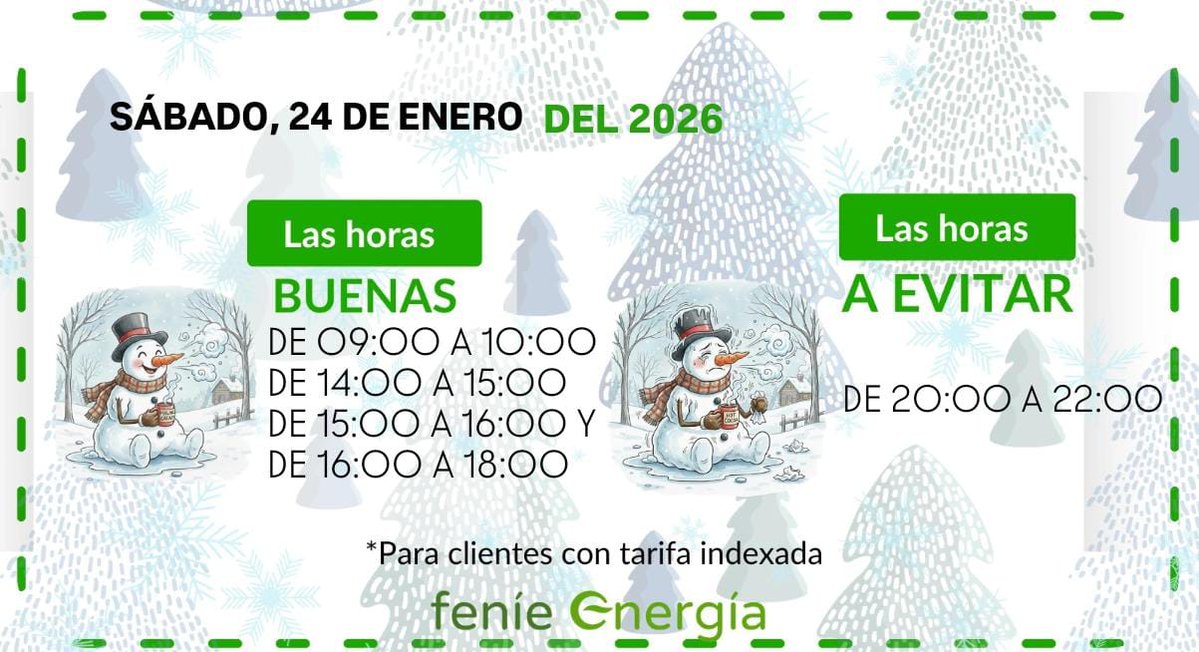 🟢 ¡Aquí las tienes! #LasBuenasHoras de hoy para ayudarte con tu factura. #FeníeEnergía