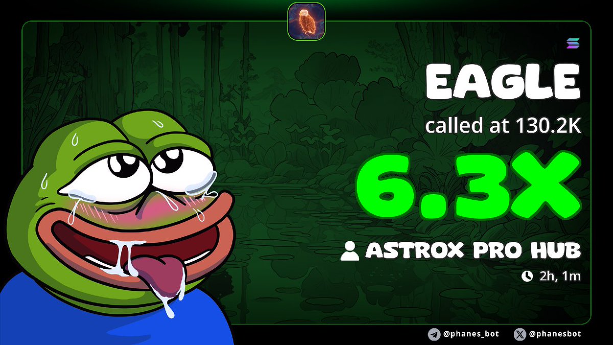 AstroX_HUB's tweet image. Another play cooked by AstroX HUB on SOL-Chain 🍳

We first found $Eagle at $126K MC, and rode it to the ATH of $768K 📈

🥇 Onchain Whale Moves:
t.me/AstroX_Onchain

⚙️ AstroX Insider Tool:
t.me/AstroXPro_Bot?…

5eTuF52LmxisGfPPhZeiUkBPMdTkF3WfF1w5P5FUbonk