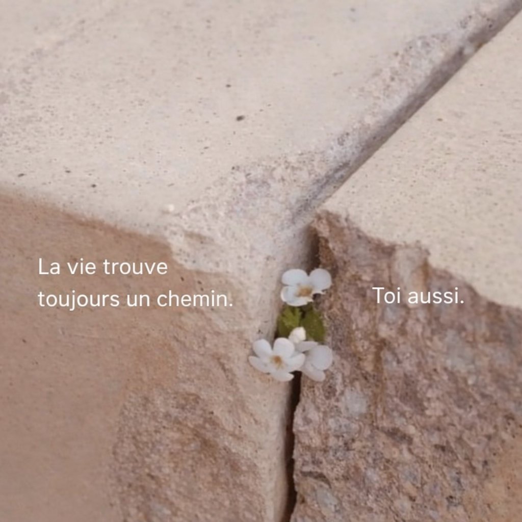 La vie trouve toujours un passage.
Tu le trouveras aussi.