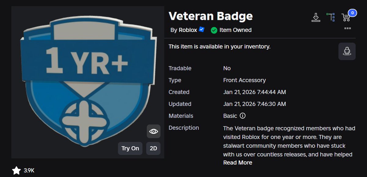 GorgeousBlox's tweet image. ONLY LIKE THIS TWEET IF YOU OWN "VETERAN BADGE" ON ROBLOX
