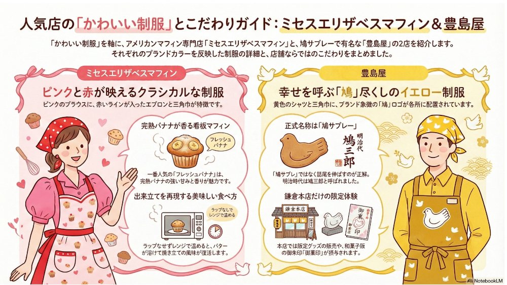 すごい！ 生成AIが「かわいい制服倶楽部」のページを要約してくれました！しかも説明図として！
が、しかし！！
「制服」が要点だとわかっているのなら、制服のデザインを変えたらダメじゃないですかっ！
まだまだですね。