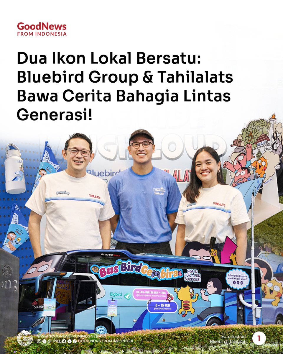 GNFI's tweet photo. Dua kekuatan kreatif lokal, @bluebirdgroup  dan @tahilalats , resmi bersinergi untuk membawa wajah baru bagi mobilitas di Indonesia.

Langkah strategis ini bukan sekadar kolaborasi biasa, melainkan upaya menjaga relevansi lintas generasi dengan memadukan nilai kepercayaan
Bluebird Group dan humor segar khas Tahilalats. Inisiatif ini menjadi bukti nyata bagaimana identitas lokal mampu bertransformasi menjadi sesuatu yang modern, relevan, dan terus menghadirkan kebahagiaan bagi masyarakat luas.

Cek selengkapnya di sini, yuk! https://t.co/I3NaTJLPyI