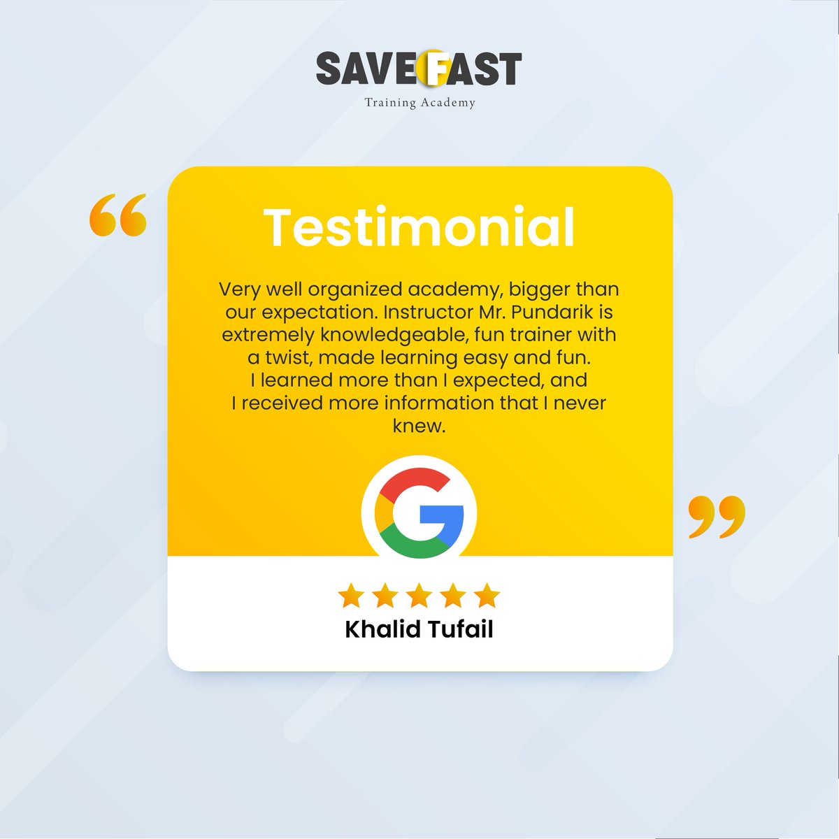 save_fast's tweet photo. What our participants say truly matters. Their feedback reflects the quality, care, and real-world impact of our training. Every testimonial is a sign of trust. Thank you for choosing SaveFast as part of your safety journey.
#Testimonial #TrustedTraining #SaveFastUAE https://t.co/wzUA6hnkEz