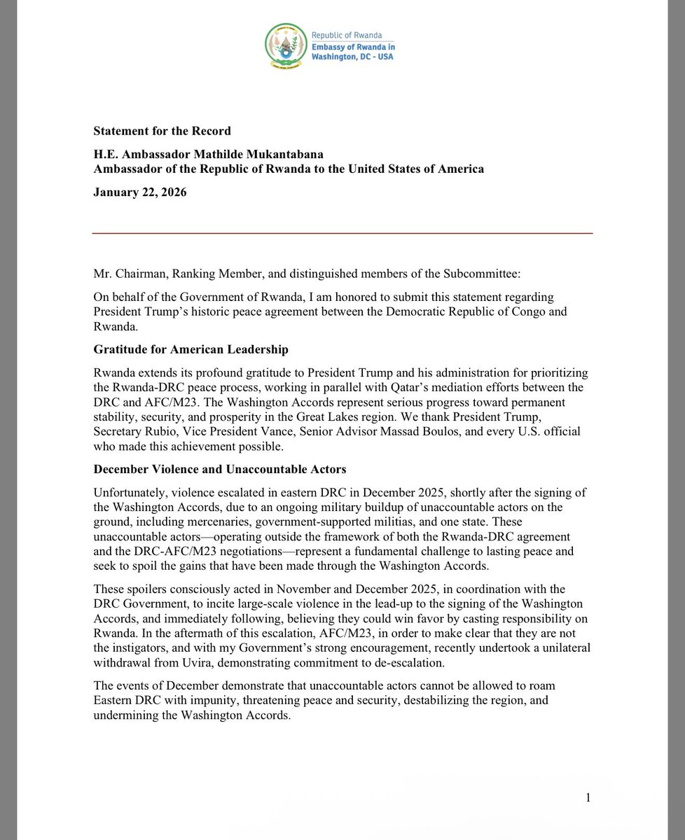 StanysBujakera's tweet image. #RDC #Rwanda: « C’est pour cette raison que le Rwanda collabore avec l’AFC/M23 en matière de coordination de la sécurité. Je le dis clairement afin d’instaurer la confiance par la transparence. », (Ambassadrice Rwanda aux États-Unis)