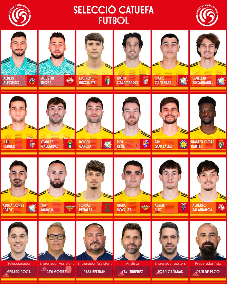 ⚽ 𝐋𝐋𝐈𝐒𝐓𝐀 𝐃𝐄 𝐂𝐎𝐍𝐕𝐎𝐂𝐀𝐓𝐒

🏆 𝐸𝑙𝑠1️⃣8️⃣ 𝑗𝑢𝑔𝑎𝑑𝑜𝑟𝑠 𝑐𝑜𝑛𝑣𝑜𝑐𝑎𝑡𝑠 𝑝𝑒𝑟 𝐺𝑒𝑟𝑎𝑟𝑑 𝑅𝑜𝑐𝑎 𝑎 𝑙𝑎 𝐹𝑎𝑠𝑒 𝐼𝑛𝑡𝑒𝑟𝑚𝑒̀𝑑𝑖𝑎 𝑑𝑒 𝑙𝑎 𝐶𝑜𝑝𝑎 𝑅𝑒𝑔𝑖𝑜𝑛𝑠 𝑈𝐸𝐹𝐴

📆 Dijous 29 de gener
⚔ #CATUEFA 🆚 <a href="/futbolaragon/">Real Federación Aragonesa Fútbol</a> 
⏰ 12.30h
🏟 Estadi