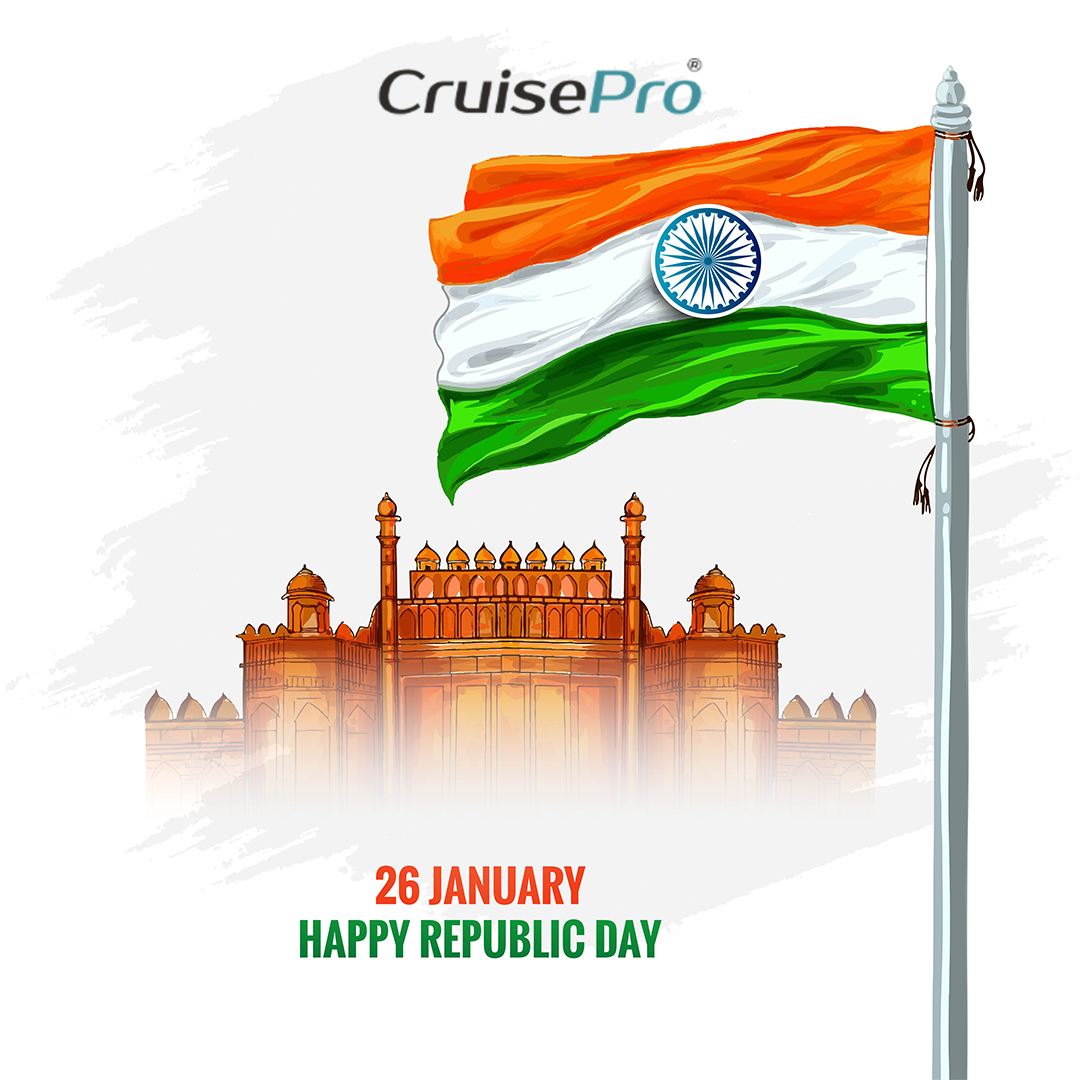 CruisePro1's tweet photo. @CruisePro1 wishes 77th Republic Day! May the tricolor remind us of the sacrifices made &amp; the dreams we continue to chase. 

#RepublicDay2026 #UnityInDiversity #FutureForward #TravelTech #RiseAndShine #BusinessGrowth #CruisePro #DigitalTravel #TravelStartup #IndiaAt77 https://t.co/GC2g7hkcIX