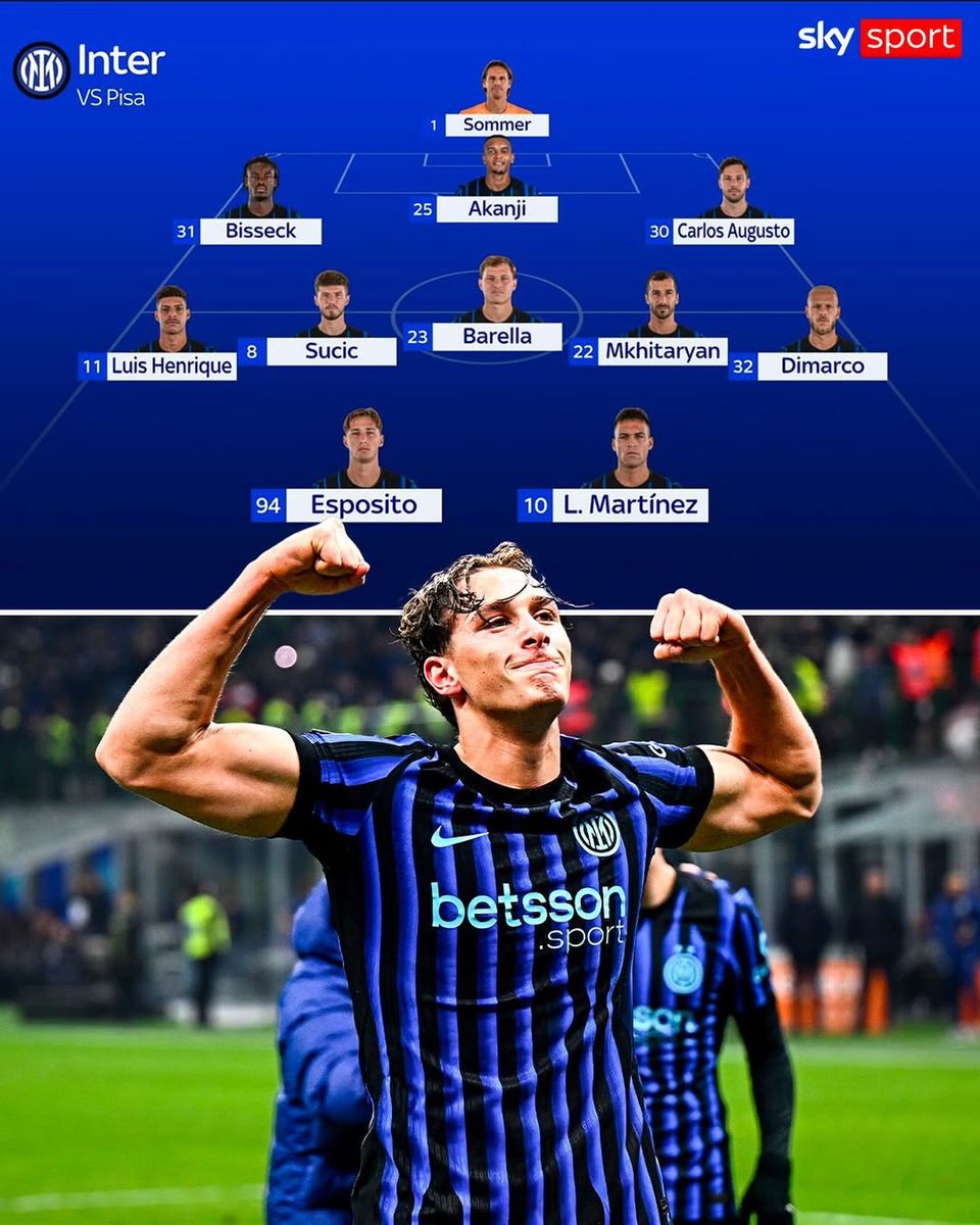 nerazzurriSoci_'s tweet photo. ❗️Probable lineup for Inter vs Pisa.

– @SkySport https://t.co/0IXX5v4SeP