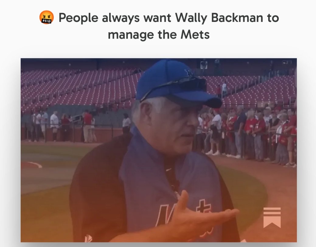 Today's newsletter is an Almost A Met (Manager) edition. I look into why a certain segment of #Mets fans always want Wally Backman to manage the team. 

Check it out here: almostametnewsletter.substack.com/p/wally-backma…