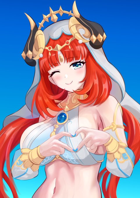 ニィロウちゃんはハート作ってってお願いしたらうっかり胸の前でハート作ってくれそう feat おなかまで見えてる版 