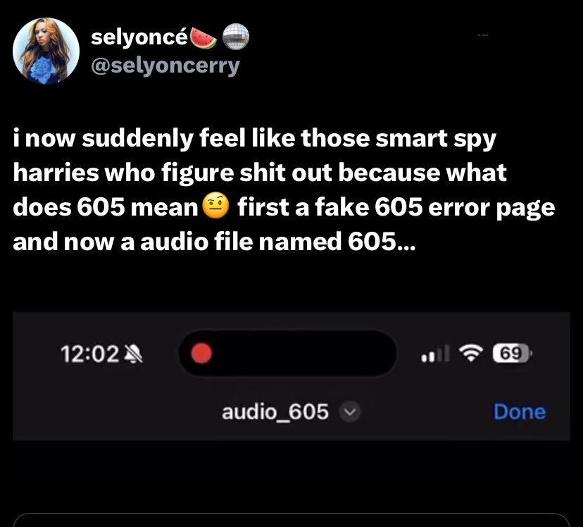 harrysangelsue's tweet photo. hello everyone get up and figure out what is the reason behind harry’s obsession with the number 605 !!!! it has now appeared on his website too! https://t.co/0QsCaG0GJP