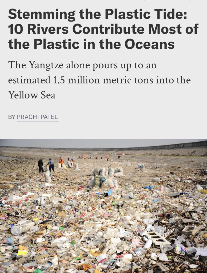 Babygravy9's tweet image. 10 rivers, all in Asia and Africa, contribute 93% of the plastic in all the world’s oceans. When was the last time you heard environmentalists talking about this, rather than plastic straws at Starbucks and de-industrialising the West?