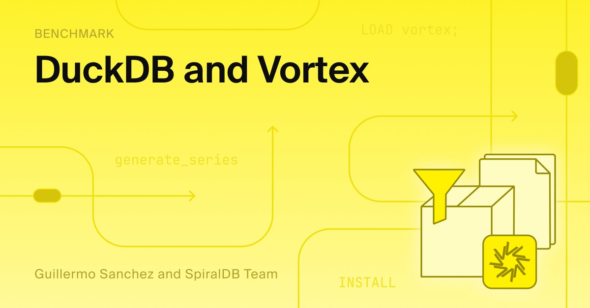 duckdb's tweet image. DuckDB now supports reading from and writing to the Vortex file format! The DuckDB Labs and Spiral teams have worked together to make Vortex available as a core extension in DuckDB.

Vortex is an open source, columnar file format whose design is heavily influenced by recent…