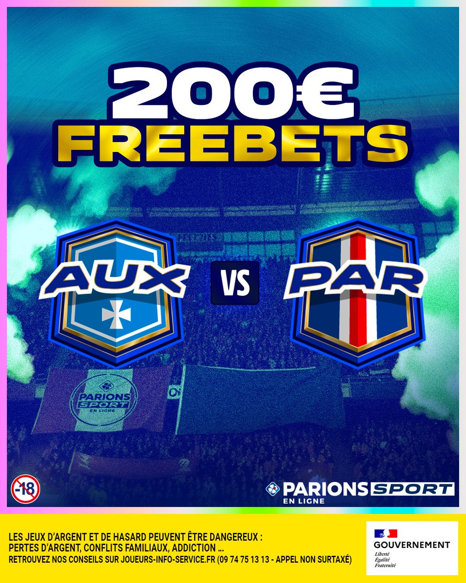 🤩 FREEBEEEEEEET TIMEEEEEEE !

🔥 200€ à se partager à l'occasion d'Auxerre 🆚 Paris SG
🤔 La question : Paris va-t-il s'imposer ce soir par au moins 2 buts d'écart ?

👉 Réponds par "Oui" ou "Non" + #FreebetParionsSport
🤝 RT + Follow

📆 TAS le 24/01
📃 Règlement :
