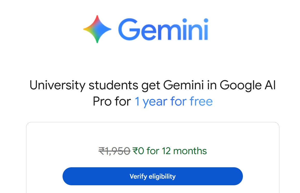 clcoding's tweet image. How to Get Gemini AI Free for 1 Year as a Student (Official Google Link)

clcoding.com/2025/07/how-to…