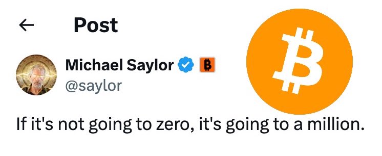 BitcoinMagazine's tweet image. Michael Saylor on Bitcoin: "If it's not going to zero, it's going to a million." 🚀