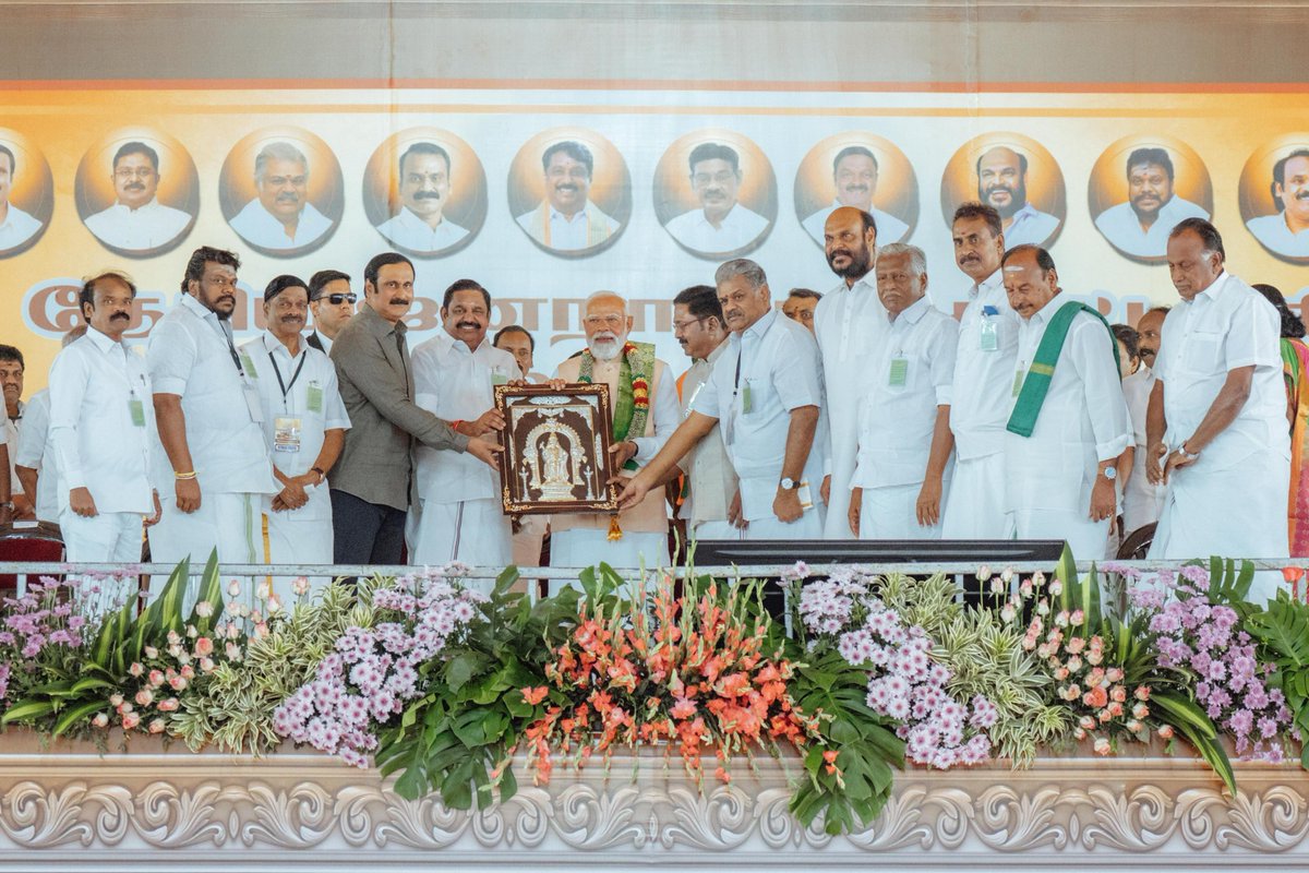 annamalai_k's tweet photo. Tamil Nadu witnessed a powerful address by our  Hon PM Thiru @narendramodi avl today at Madhuranthagam – his first visit to our state in 2026, offered from the sacred soil of Eri Katha Ramar. He fondly recalled Puratchi Thalaivar MGR’s birth anniversary and prayed for the well-being, prosperity and dignity of every citizen of Tamil Nadu.

Our beloved PM asserted that TN is ready for change. The massive public response sent one message loud and clear: Tamil Nadu wants NDA governance, and the countdown to the exit of the DMK government has begun.

Hon PM exposed how the DMK has reduced governance in Tamil Nadu to “CMC rule” – Corruption, Mafia, Crime – with no democracy, no accountability, only family control. He underlined that in DMK there are four routes to rise: dynasty, corruption, abusing women and abusing our culture, and said that a NDA double-engine government in TN has become inevitable. 

Our Hon PM presented hard facts on development. During the UPA years, TN was neglected, but in the last 11 years, the NDA government has given over ₹3 lakh crore to TN in devolution alone – three times more than under UPA – and more than ₹11 lakh crore in total support, including 7 times higher funding for railway projects.

For our farmers, PM Modi highlighted that ₹12,700 crore has already been credited directly to TN’s farmers under PM-KISAN. For our coastal communities, over 50,000 fishermen have been provided Kisan Credit Cards, strengthening livelihoods and financial security.

He also pointed out that more than ₹3 lakh crore has been disbursed to people of Tamil Nadu under the Mudra scheme, empowering lakhs of youth and small entrepreneurs to stand on their own feet. 

At the same time, he spoke with deep concern about how the DMK’s drug mafia is ruining the future of TN’s youth. Every vote to the NDA, he said, will be a death knell to the drug mafia nurtured and protected by the DMK, and a vote for the safety and dignity of our mothers, sisters and daughters in Tamil Nadu.

He reminded the people that when devotees of Thiruparankundram Deepam were under attack, it was the NDA that stood firmly with them, while the DMK and its allies were busy appeasing their vote bank.

He also reminded that it was the Congress–DMK combine that was responsible for the Jallikattu ban, and that it was the NDA government that worked tirelessly to restore this proud cultural sport of our people, respecting the sentiments and identity of Tamil society.

#NDA4TN (1/6)