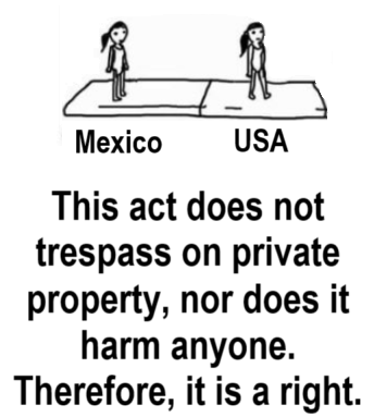 AncapAir's tweet image. Being present in the land has no victim, and is therefore not a crime. Acts that aren't criminal are therefore rights.

Those who trespassed to be here would not have needed to trespass if the state's restrictions did not exist.

The state is the enemy, not the immigrant.