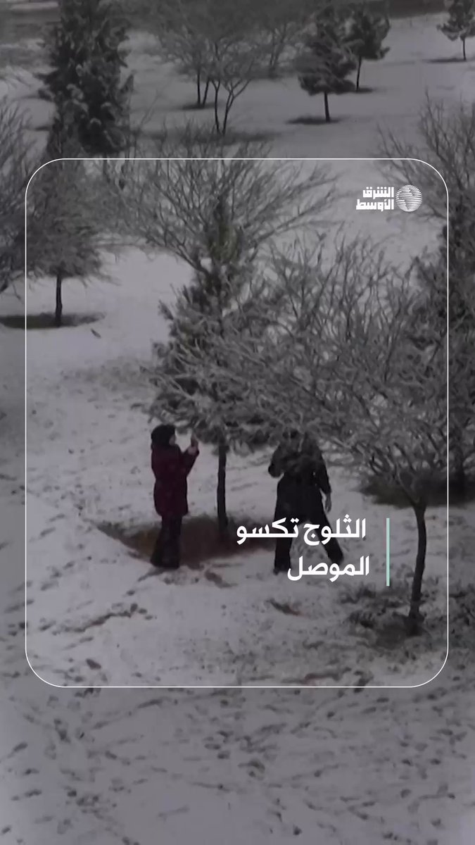 ثلوج كثيفة تكسو الموصل في العراق باللون الأبيض #شاهد_الشرق_الأوسط 