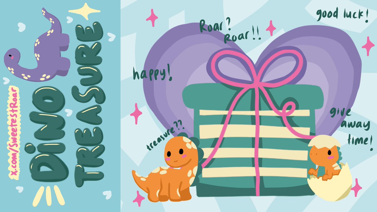 SweetestRoar's tweet image. ㅤ
baby dinos wobble a little! tiny steps, tiny stomps 🐾 a shy rawr-hehe floats by while a small surprise 🎁 peeks out slowly. this little giveaway is here now. if you feel like it, you can try your luck 🍀 the baby dinos will be happy either way 🦖🤍

ㅤ