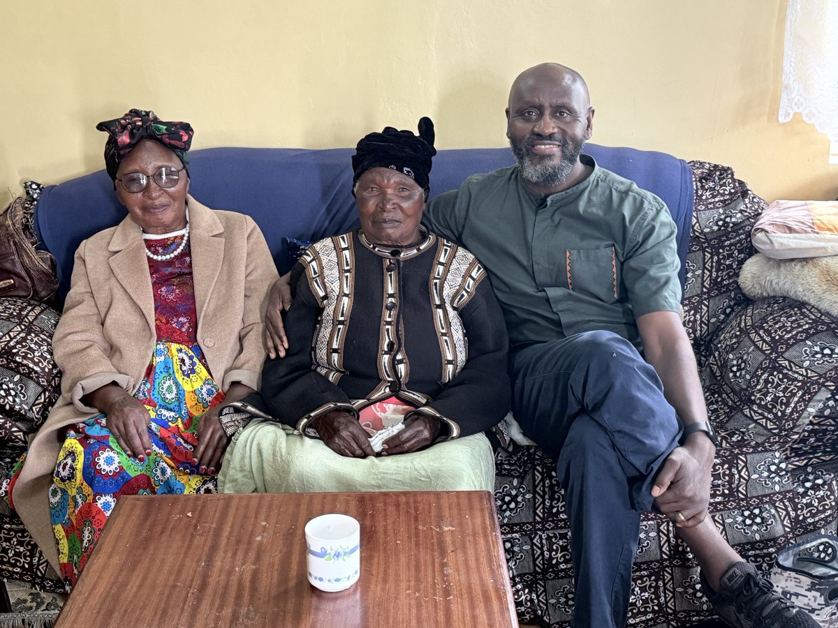 MachariaNjeru's tweet image. With my Mom, 81,grand mom 97 and  and I am a ‘young’ Mzee at 58 .Praise be to the Almighty..