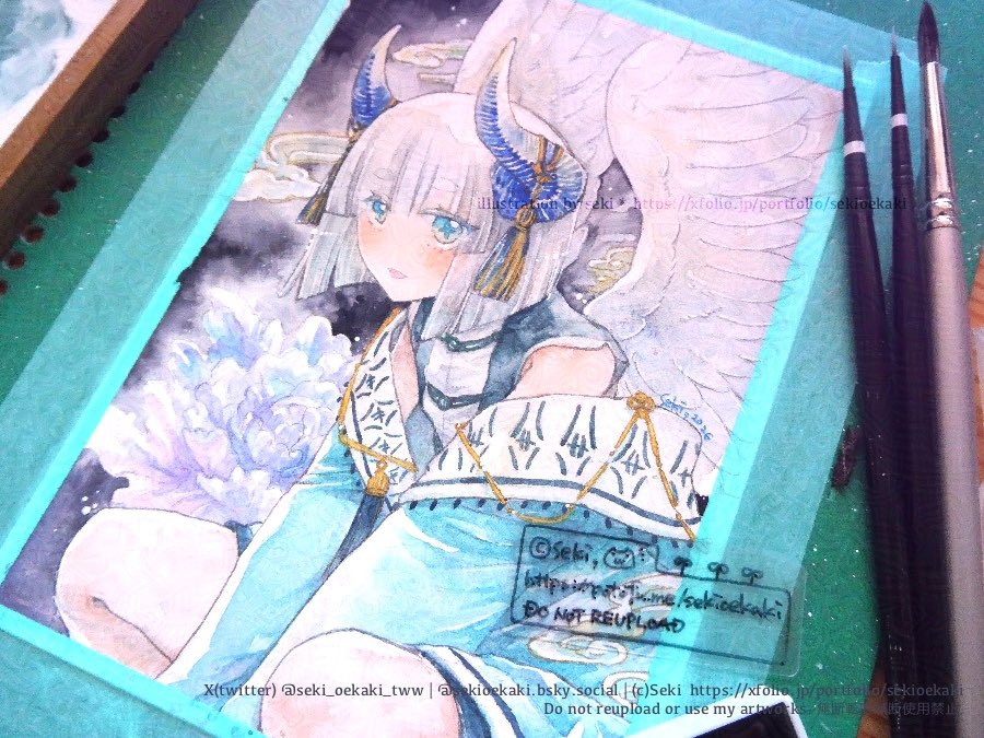 趣味詰め込みおかっぱ少年😈 (ちょっと色加工しています) #透明水彩