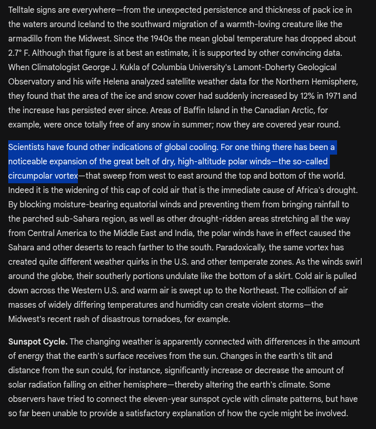 Scientists now blame the Polar Vortex on global warming and retreating Arctic ice, but 50 years ago they blamed it on global cooling and expanding Arctic ice.

time.com/archive/687802…