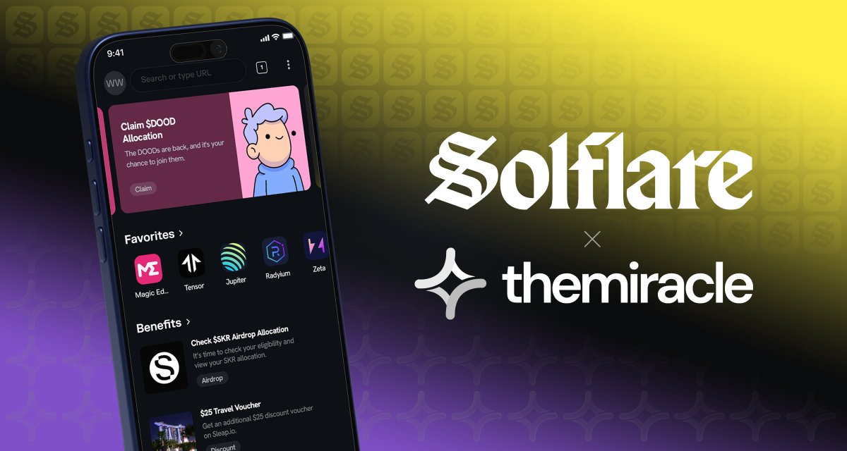 <a href="/solflare/">Solflare - The Solana Wallet</a> just shipped Benefits! Powered by theMiracle

A new section inside explore where users can discover and claim benefits they have access to, based on their interests.

Airdrops • VIP Access • Events • Discounts • Exclusive Content and much more.

All in-wallet. No