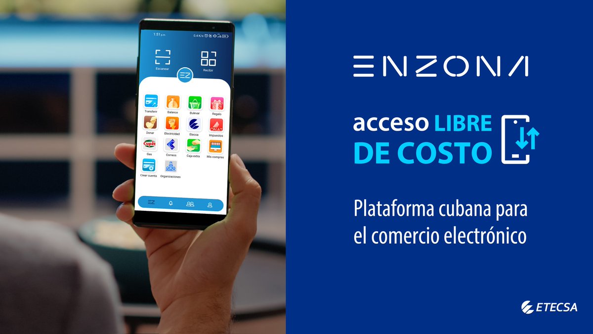 <a href="/ETECSA_Cuba/">ETECSA</a> #PinardelRío está comprometida con el crecimiento del comercio electrónico 💳 en #Cuba 🇨🇺. 
📲💻 ¿Sabías que si eres usuario de <a href="/ENZONA_BX/">ENZONA</a> puedes disfrutar de todos sus servicios sin costo alguno? #EtecsaConCuba 💙