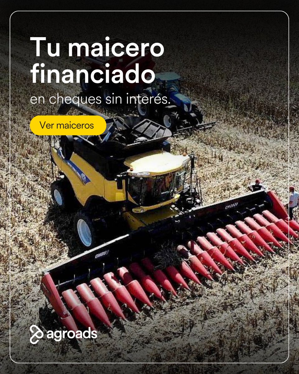 Agroads's tweet image. Encontrá tu próximo cabezal maicero acá 🌽

Pagá en hasta 12 cheques sin interés tu cabezal, hay ofertas en equipos nuevos y usados.
Mirá todo en: bit.ly/4rc9XdH

#agro #agroads #campo #ofertas #cabezales #maicero