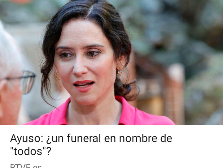 Ayuso le exige a Sánchez un funeral religioso  por las víctimas del descarrilamiento en Adamuz.Joder, que religiosa es ésta mujer,viviendo con un delincuente y siendo responsable de la muerte de 7291 personas.Los mandamientos de no robarás ni matarás se los pasa por el chichi.