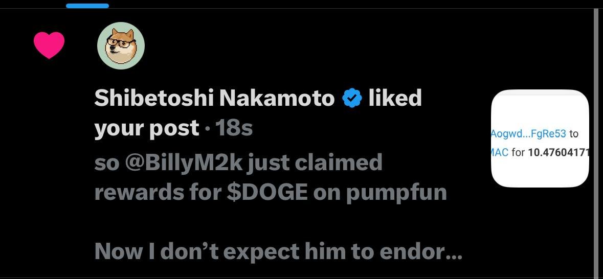 suhsihr's tweet image. HOLY FUCKING SHIT BILLY JUST LIKED OUR TWEET ABOUT $DOGE

MUCH WOW