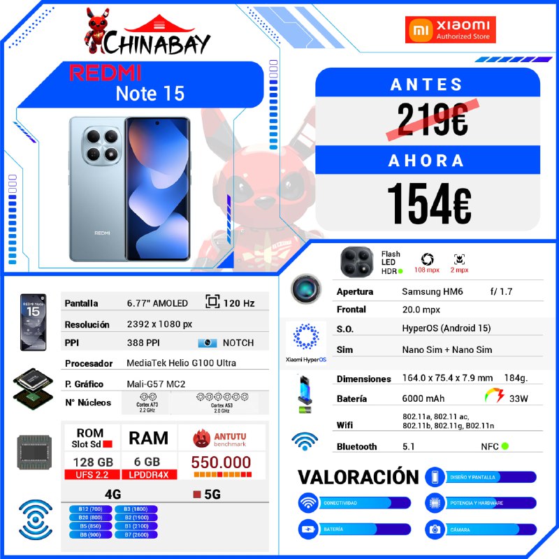 ChinaBay_deals's tweet image. 🟢¡¡ OPORTUNIDAD !!

🧡Redmi Note 15 4G  
💶 Precio: 154.99€  
📝 Cod. Promo: IFPIPMLO  
🌐 Comprar aquí: chinabay.pro/4aaVFEo  

🕳ROM: 6 GB | ROM: 128 GB  
♨️ GLOBAL Version  

#RedmiNote15 #SmartphoneDeals #TechSale #GadgetLovers #Xiaomi