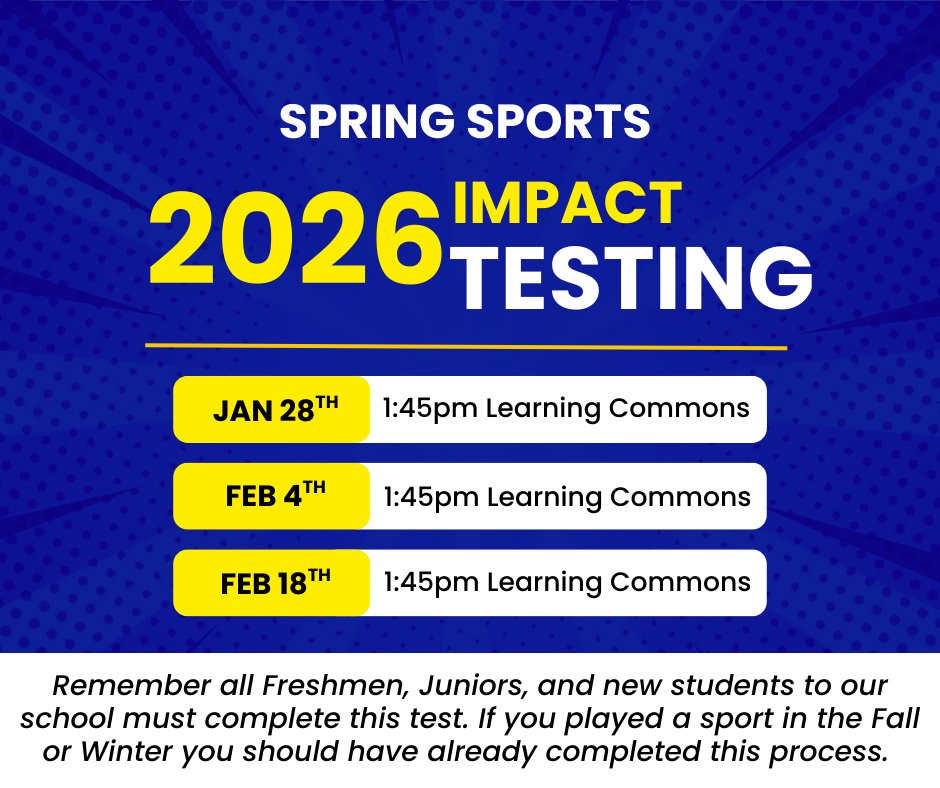 Don't miss out on completing your impact test before tryouts!