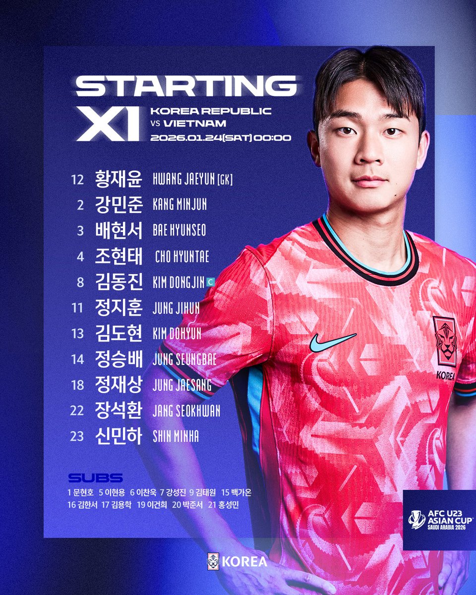 대한민국 U-23 대표팀 베트남전 선발명단 안내 이미지