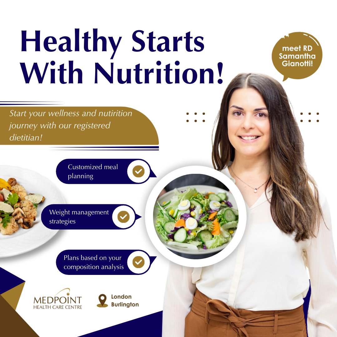 Healthy change starts with the right support 🥗 Our  nutrition and wellness programming is tailored to your lifestyle, giving you structure that works in real life. Our dietitians will help you develop sustainable, lasting results. Reset with Medpoint nutrition today! 🌟