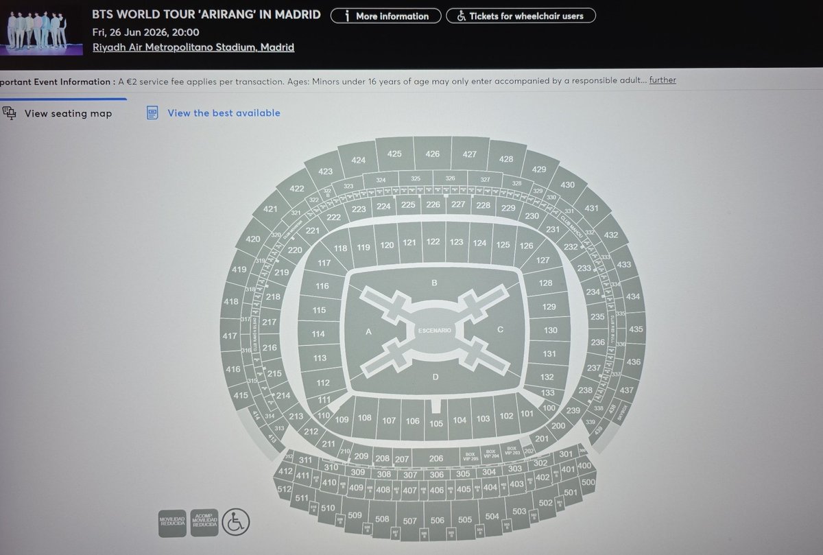 mochikookiejmjk's tweet photo. Madrid presale sold out so fast 💀 vip for 27 26 too, a friend just sent me #BTS_WORLDTOUR #BTS #BTSRMY #BTS_ARIRANG https://t.co/7VOlEznNP5